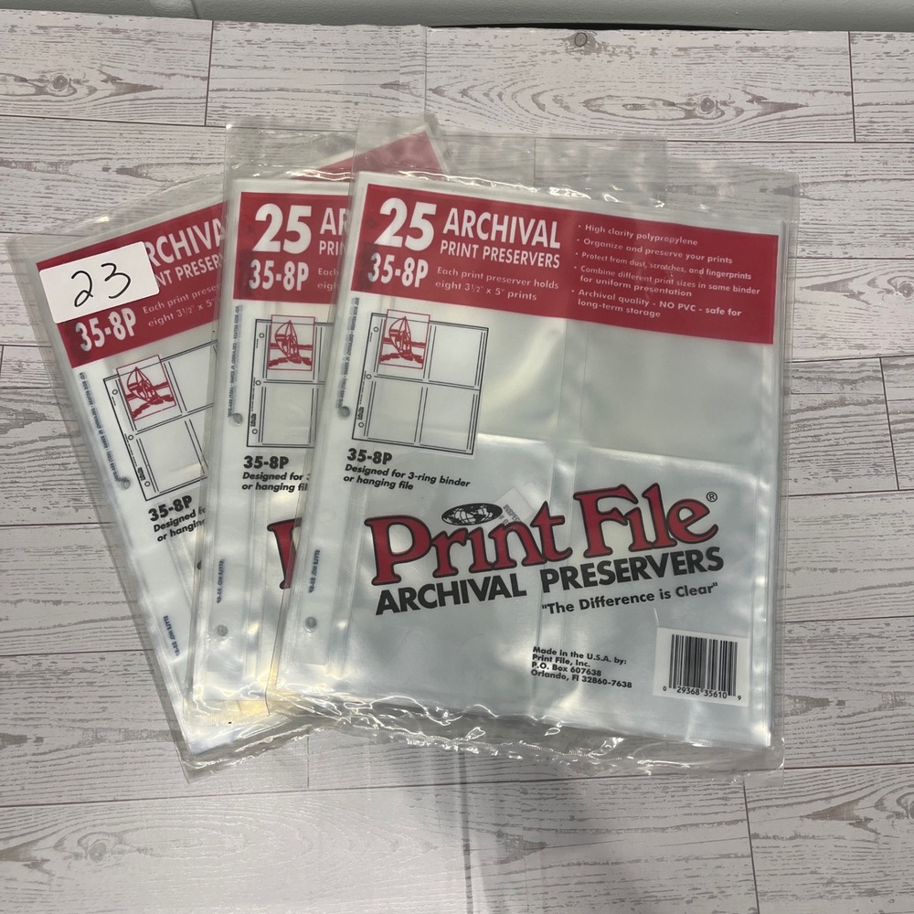 Print File 35-8P Archival Print Preservers 3.5x5 Photo Sleeves 2 Packs 25 + 23